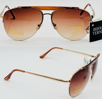 Bijoux Terner Sunglasses Aviator Hand Polished Frame Gradient Lenses - Vintage 