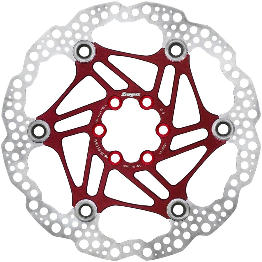 Hope 180mm Floating Disc Brake Rotor - Red 6-Bolt Heat-Resistant Stainless 14190₽