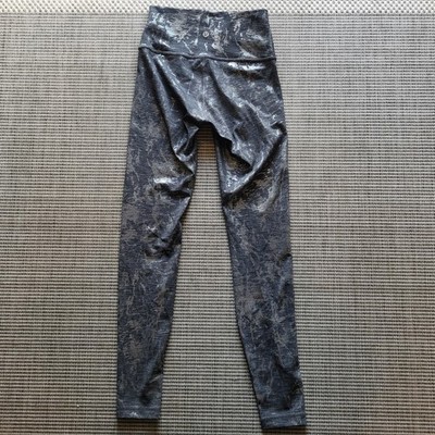 Lululemon Align High Rise Pant 28'' Shine Crackle Black Silver Foil Size 4 Yoga