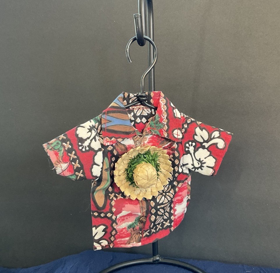 Aloha Shirt Christmas Ornament With Hanger Vacation Hawaiian Tropical Tree Hat