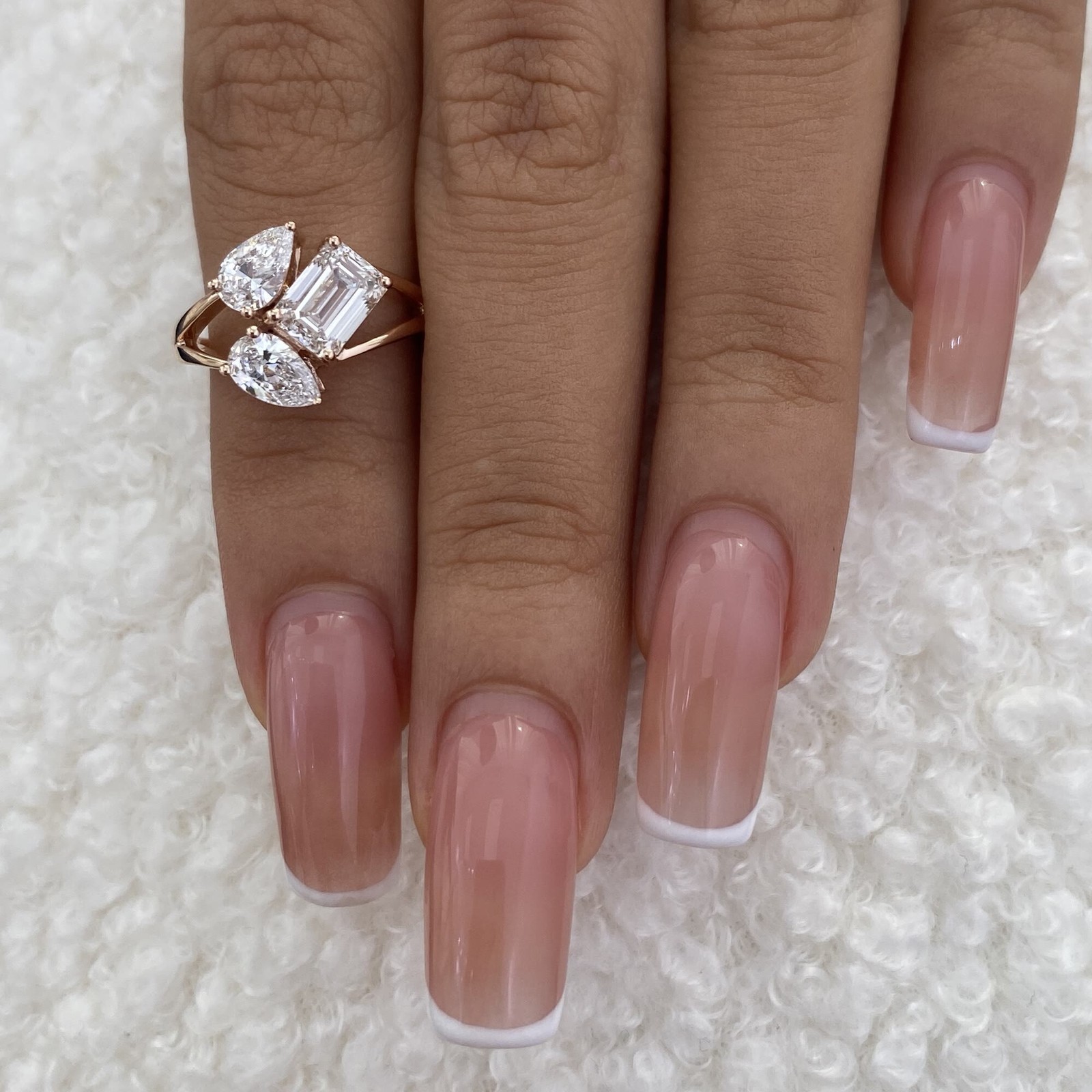 1.6ct F/VS2 Emerald Cut Lab Created Diamond Rose Gold Engagement Ring ...