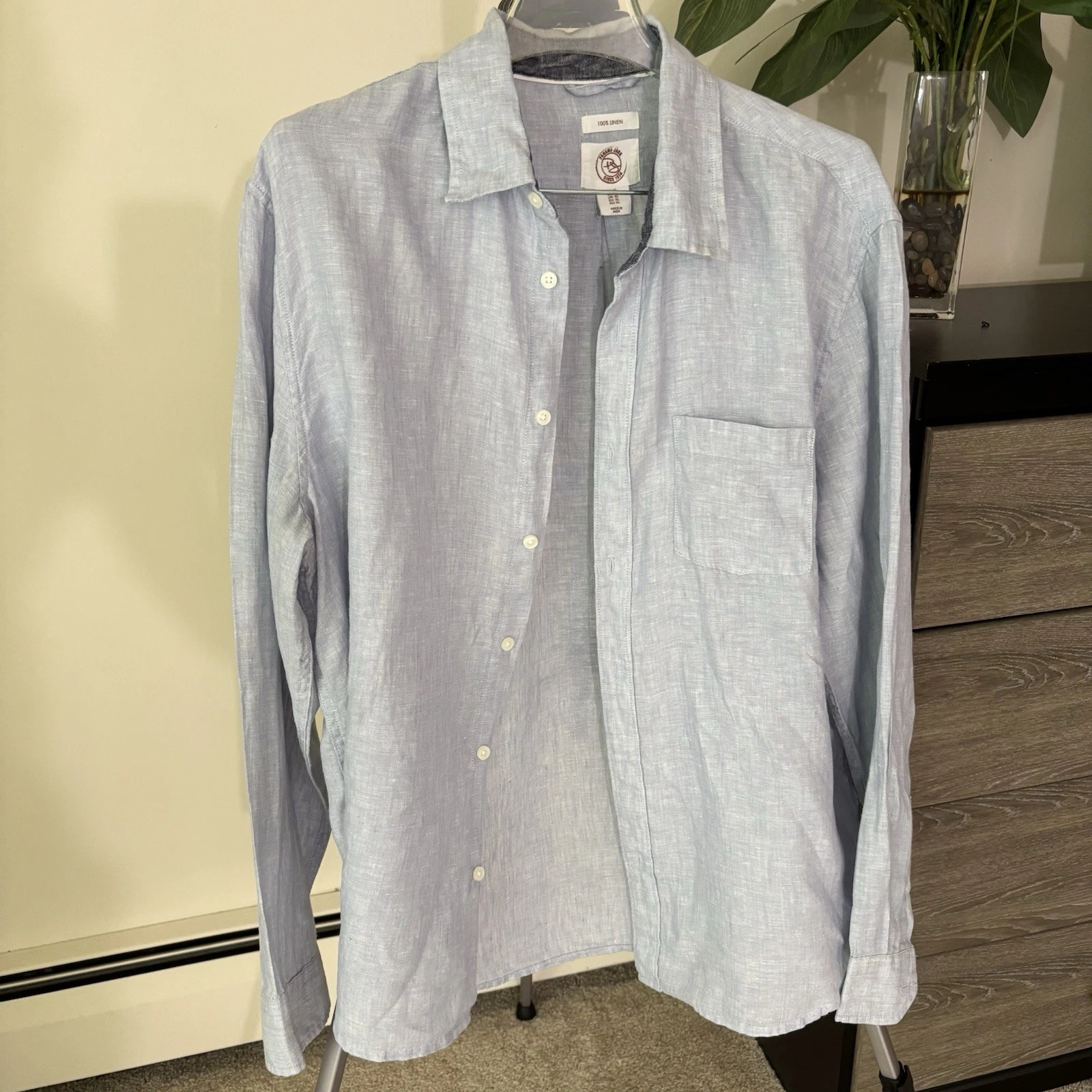 Panama Jack 100% Linen Long Sleeve Button Shirt Men's Size XL - Blue