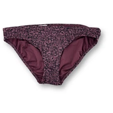 Athleta Clean Medium Bikini Bottoms Bathing Swim Suit Sz XS Maroon Floral Camo 