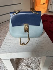 Chloe Drew Damen Tasche Blau Leder Gold Kette...