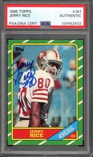 1986 Topps #161 Jerry Rice Rookie AUTO PSA Authentic HOF RC Football Card (2972). rookie card picture