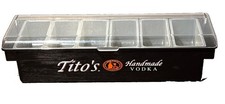 Tito&rsquo;s Vodka Black 6-Compartment Bar Garnish Condiment Tray Caddy Holder Lid