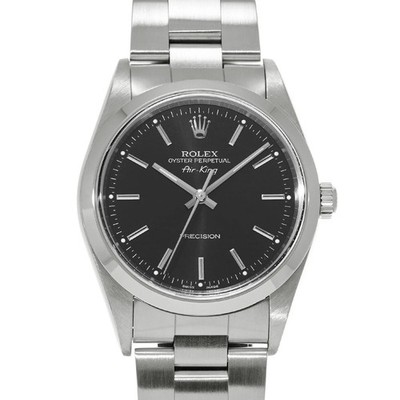 ROLEX Air King 14000 schwarz Gehäusegröße 34 x 34 mm gebrauchte Herrenuhr #51...