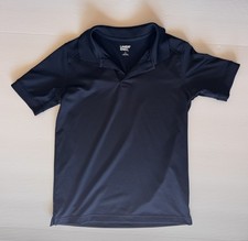Lands End Polo Shirt Collared Active Navy Short Sleeve Uniform Boys Large 10-12