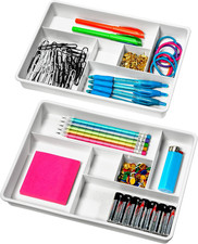 Classic 2 Piece Drawer Organizer, White