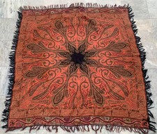 Vintage Hand Woven Paisley Shawl Women Shawl Woolen Textile 4x4 ft Free Ship