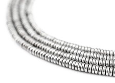 Smooth Silver Heishi Beads 3mm White Metal 24 Inch Strand