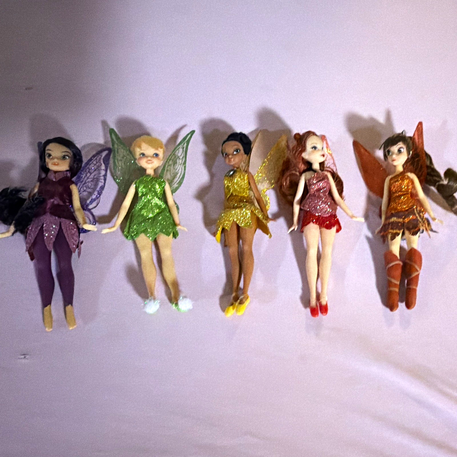 Disney Fairies Tinker Bell Lot of 5 5in Figures w/ Wings Plastic Peter Pan