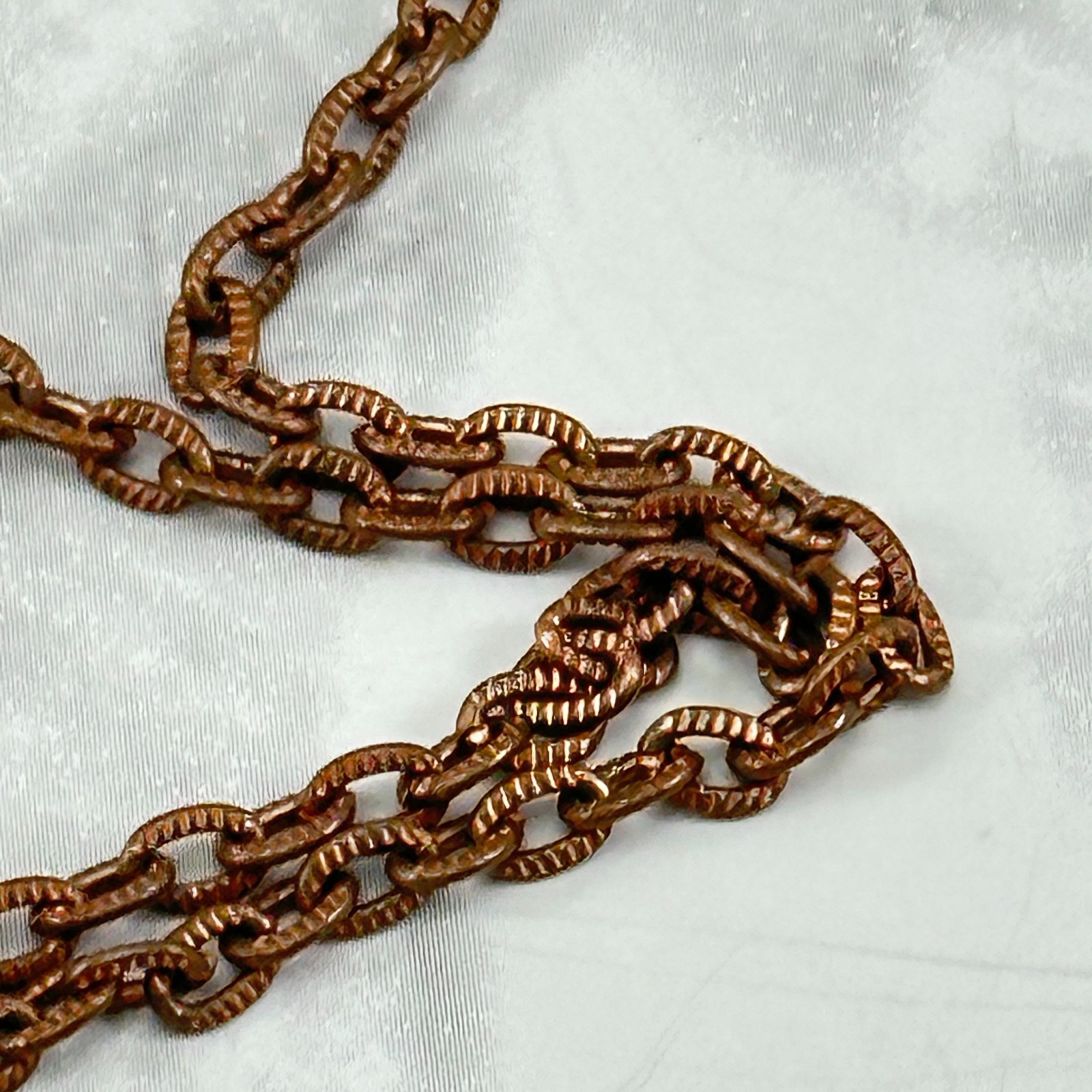 Necklace Bell Trading Post Solid Copper Chain Ova… - image 8