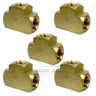 5 PC 1/8'' Female NPT Equal Pipe Tee Brass Barstock Threaded Pipe Fitting FNPT