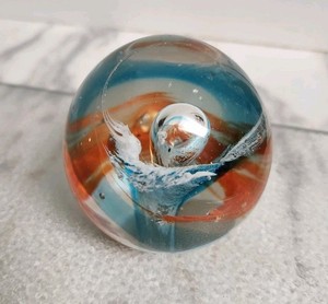 Vtg Colorful  Eyeglass Paperweight With Swirling Rainbow Design