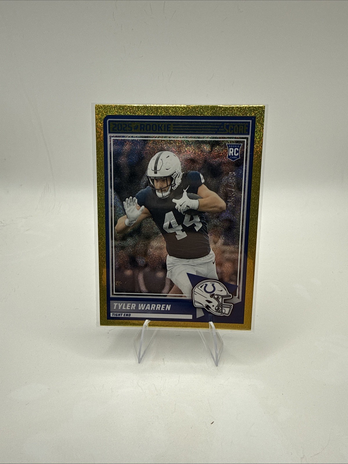 2025 Score Rookies Tyler Warren #21 Gold Dots /499 (RC)