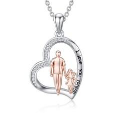 S925 Sterling Silver Daughter Heart Pendant Necklace from Dad Mom I Love You ...