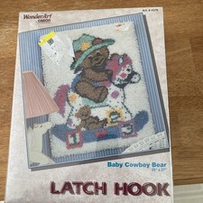 New Unopened LATCH HOOK WONDER ART BABY COWBOY BEAR 20" X 27"