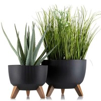 Howhomely Pflanztopf Blumentopf ÜBertopf Schwarz 2Er Set Gestreift Dekoration