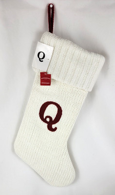 NEW Wondershop Target Knit Monogram Q White & Red Christmas Stocking 20'' (#QWR)