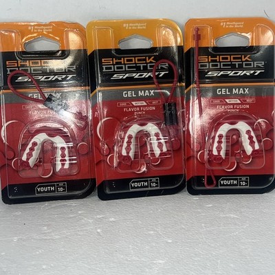 New Shock Doctor Sport Gel Max Flavor Fusion Punch Red Mouthguard Youth 10- Set3