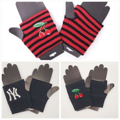 Fingerlose Handschuhe Kirschen/NY/Gestreift