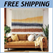 Large Dip-Dyed Macrame Coastal Tapestry Boho Wall Decor