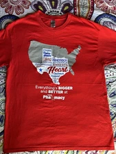 HEB Grocery Store Pharmacy Employee Red Texas Graphic Short Sleeve T Shirt Sz  L