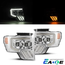 Fit 2009-2014 Ford F150 PRO-Series Dual Projector Halogen Headlights Pair Chrome