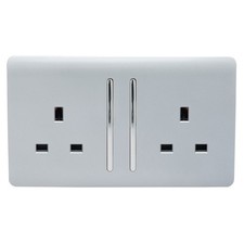 Trendi 2 Gang Raised Artistic Modern Glossy Screwless 13 Amp Single Pole with...