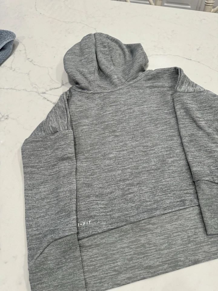 Girls Nike Dri Fit Hoodie; Gray W/pink/purple Swosh, Size 4/XS - Image 2 of 4