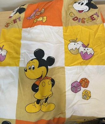 Disney Vintage Mickey Mouse Size TWIN Color Block Fitted Sheet READ NOTE
