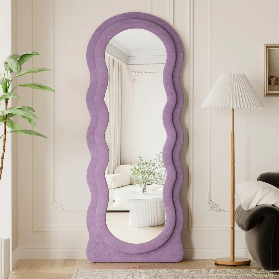 Espejo de longitud completa, espejos de 63"x24" de longitud completa, ondulado irregular/montado en la pared/... Foto 3 de 4