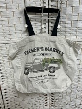 Farmers Market Canvas Tote Bag Shopper Vintage Pickup Locally Grown 2-Side India