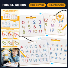 Magnetic Double-Sided Letter Number Board, ABC 123 Tracing Set for Kids