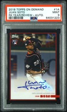 PSA 9 Juan Soto 2018 Topps on Demand #1A Review Auto #10/10 Rookie Card. rookie card picture