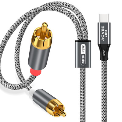 6.6Ft 24-Bit/96Khz USB C to RCA Audio Cable, Type C to 2RCA Jack Male Y Split...