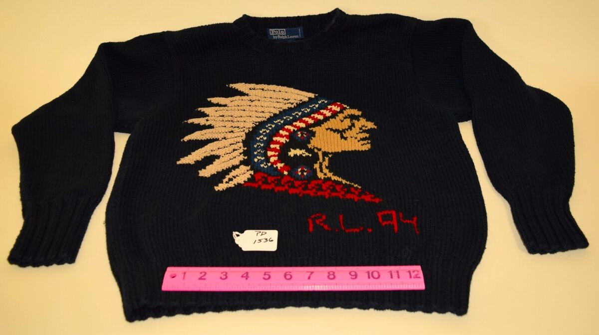 Polo RalphLauren Handknit Sweater Native American Indian Head