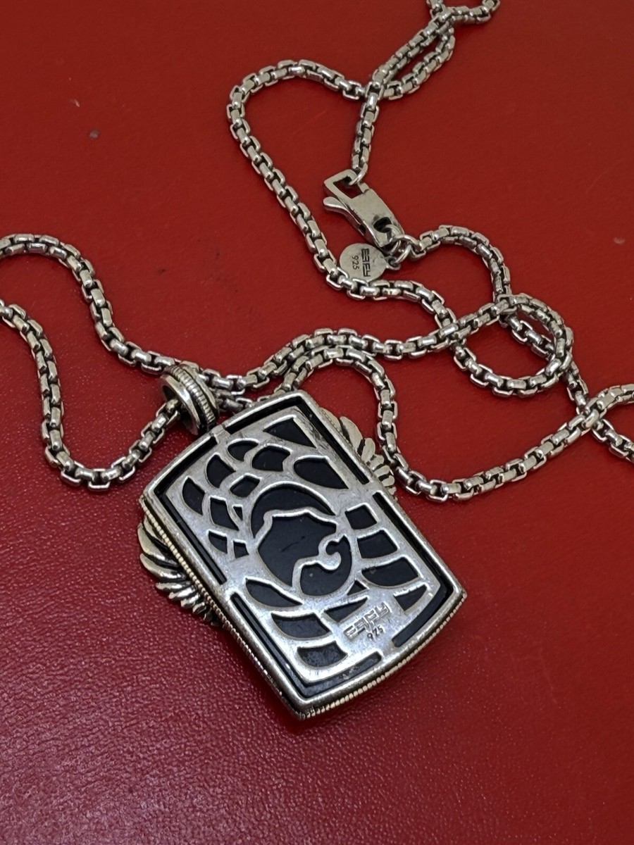 EFFY Black Onyx Man's Pendant Set in Sterling Silver with Eagle