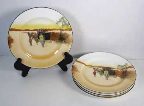 6 Royal Doulton Coaching Days Dessert / Pie Plates - 7" Diameter  Good Condition