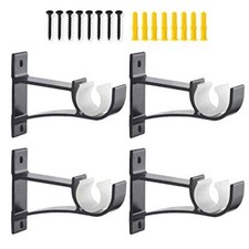 4 Pack Heavy Duty Curtain Rod Bracket Single Curtain Rod Holders for 0.8 Black