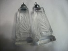 Vintage Cut Glass Salt & Pepper Shakers with Square Base - 5" Tall — photo 6