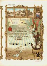 Maritimes de Bruges 1904 Seehafen Belgien 500 Francs Nordsee Gr&uuml;nderaktie TALON