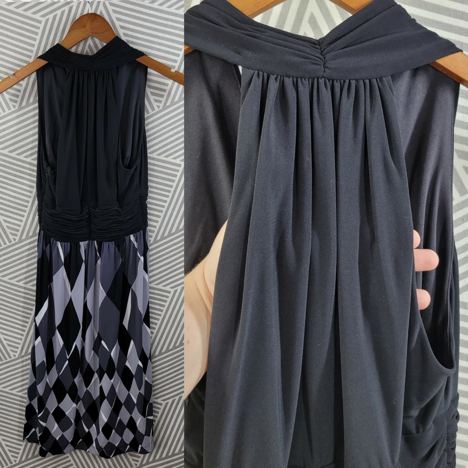 Evan Picone Size 4 Evening Midi Wrap Dress party Special Event black Gray LBD - Image 4 of 4