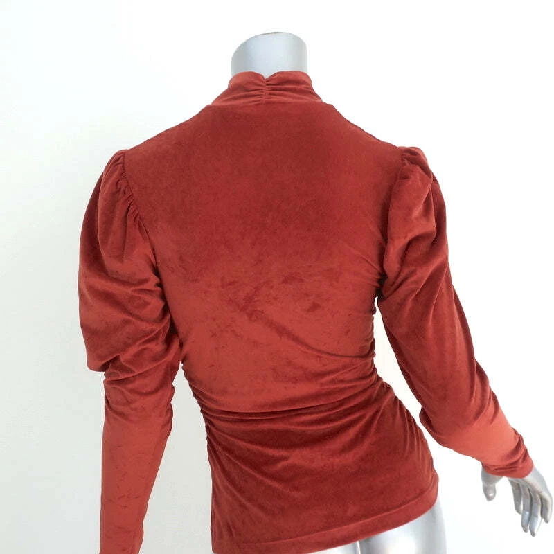 A.L.C. Top manga abullonada cuello falso Joss jengibre terciopelo acanalado talla pequeña Foto 4 de 4