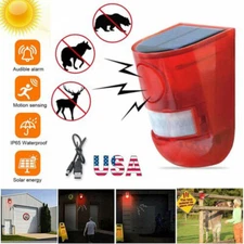 Solar DC 5V Warning Light 129db Alarm 6 LED Strobe Lamp Outdoor Motion Sensor US