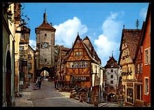 POSTCARD Rothenburg Plönlein Clock and Historic Buildings Germany UNP