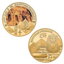 Egyptian pharaoh pyramid Craft Art Gold Commemorative Coin Collectible Gift #D