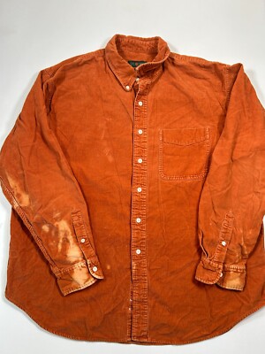 Vintage J Crew Shirt Mens XL Orange Long Sleeve Corduroy Cotton Button  Casual