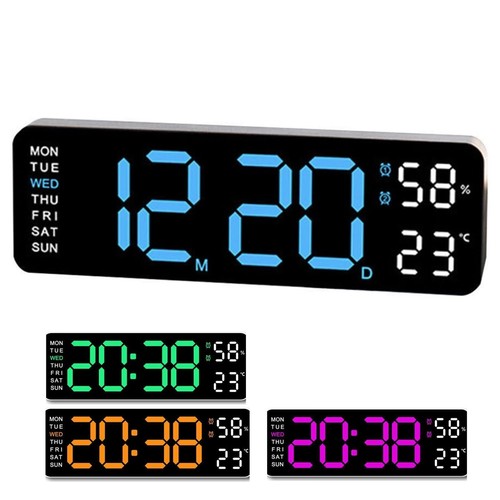 Digital LED Large Display Wall Alarm Clock With Calendar Temperature Date Clock - Picture 2 of 23